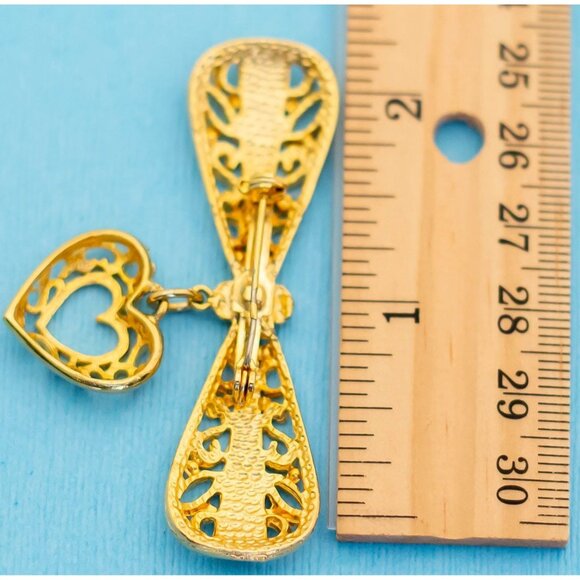 Victorian Bow & Heart Brooch - N6 - Picture 2 of 2